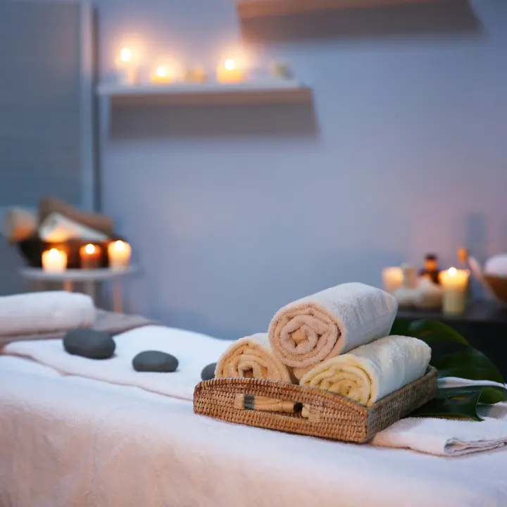 Warm towels and candles for the Golden Hour ritual